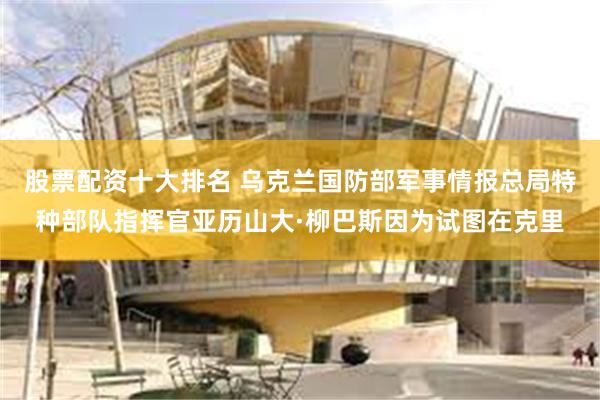 股票配资十大排名 乌克兰国防部军事情报总局特种部队指挥官亚历