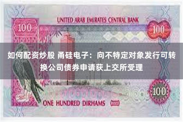 如何配资炒股 甬硅电子：向不特定对象发行可转换公司债券申请获上交所受理