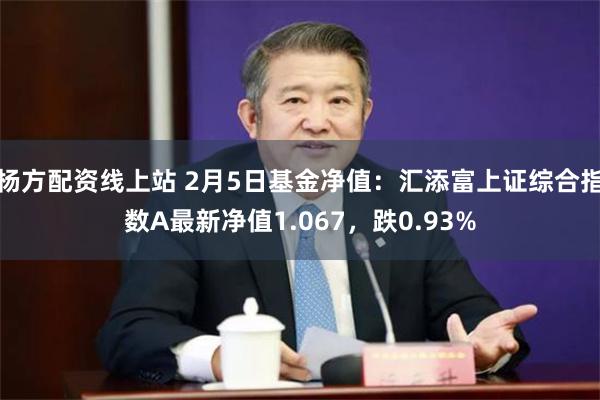 杨方配资线上站 2月5日基金净值：汇添富上证综合指数A最新净